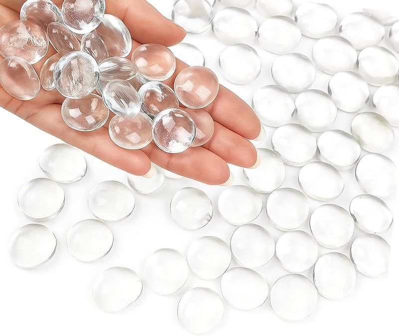 ARSUK Flat Glass Marbles, (2 LBS) Clear Beads Glass Pebbles Vase Fillers Decorative stones, Gems, Floral Fish Tank Rocks, Table Scatter, Crafts, Aquarium, Centerpieces Wedding Décor, (200pcs,0.7–0.8") - Image 1